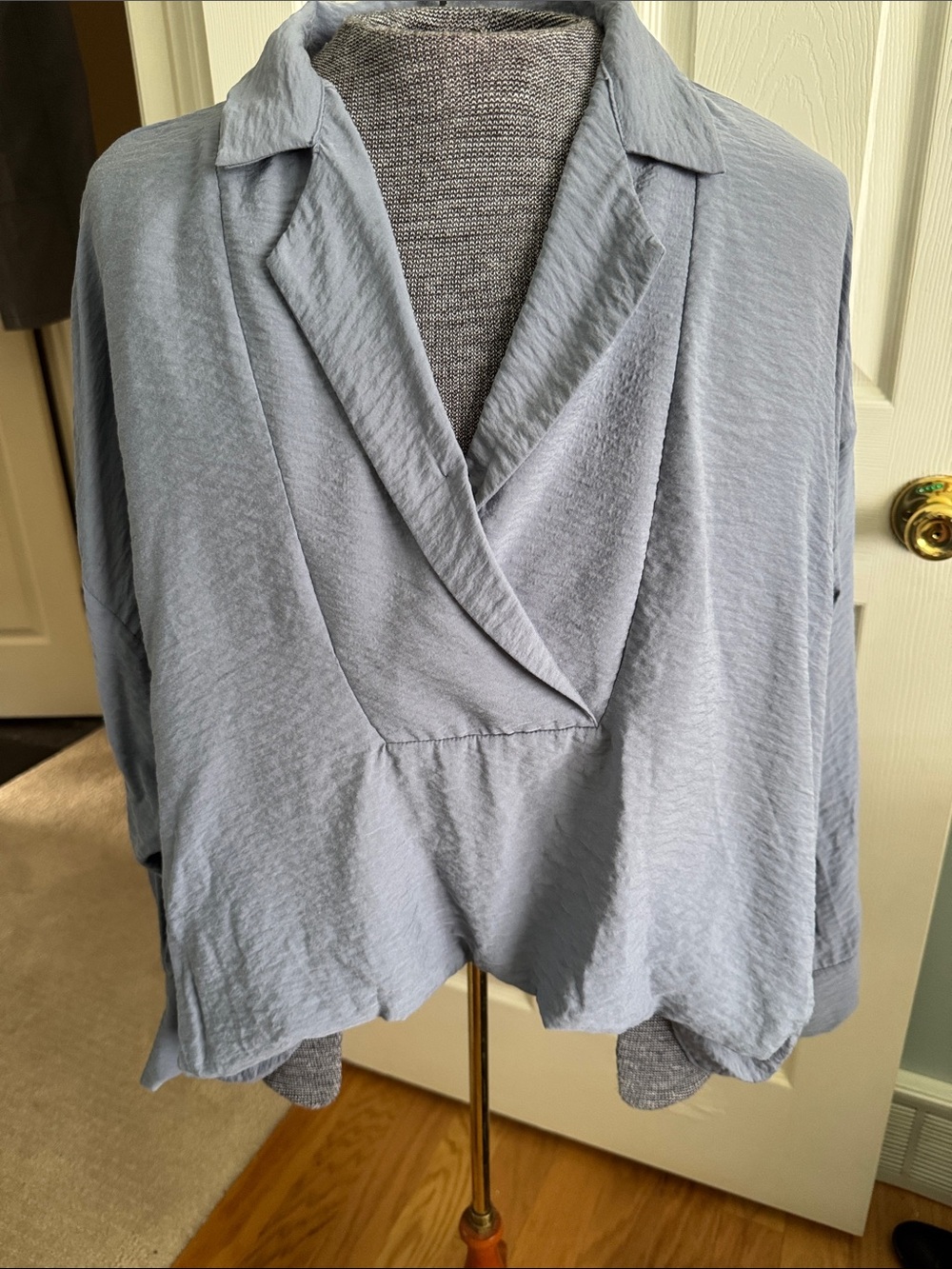 Anthropologie Dusty Blue Wrap-Style Tunic